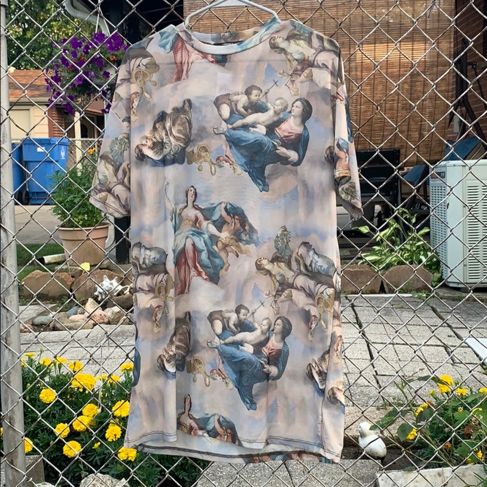 Beautiful art history sheer t shirt dress